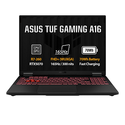 ASUS TUF Gaming A16/FA608UP-RV011W/R7-260/16"/WUXGA/16GB/512GB/RTX 5070/W11H/Gray/2R