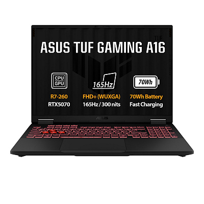 ASUS TUF Gaming A16/FA608UP-RV048Z/R7-260/16"/WUXGA/16GB/512GB/RTX 5070/bez OS/Gray/2R