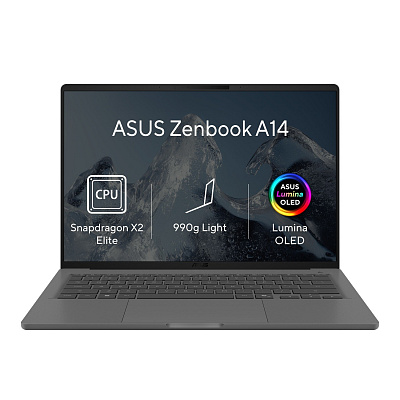 ASUS Zenbook A14/UX3407NA-OLED174W/Snapdragon X2 Elite/14"/WUXGA/16GB/512GB/Adreno/W11H/Gray/2R