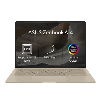 ASUS Zenbook A14 OLED/UX3407NA-OLED218W/SD-X2E-88-100/14"/WUXGA/16GB/512GB/Adreno/W11H/Gold/2R