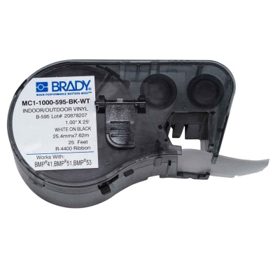 Brady MC1-1000-595-BK-WT / 131606, nastro autoadesivo 25.40 mm x 7.62 m