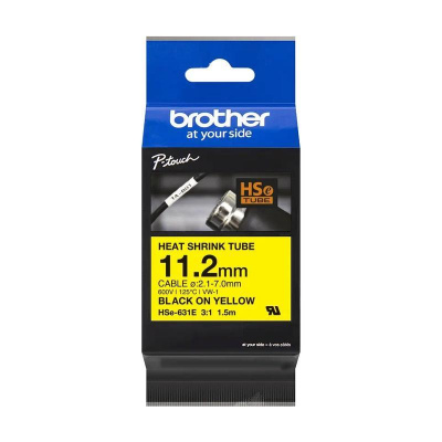 Brother HSe-631E Pro Tape, 11.2 mm x 1.5 m, testo nera / nastro giallo , nastro originale