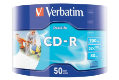 VERBATIM CD-R (confezione da 50)Spindle/Protezione extra Datalife Inkjet Printable Wrap /52x/700MB WRAP