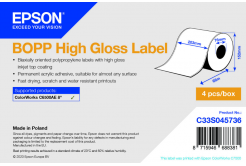 Epson C33S045736 High Gloss, per ColorWorks, 203mmx68m, polypropylen, bianco etichette autoadesive