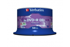VERBATIM DVD+R (confezione da 50)/Doppio strato/Spindle/8X 8,5 GB Argento opaco