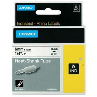 Dymo Rhino 18051, S0718260, 6mm x 1,5m testo nera / sfondo bianco, nastro originale