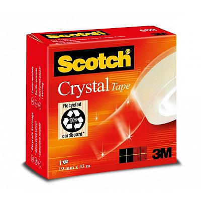 3M 600 Scotch Crystal Tape Nastro trasparente, 19 mm x 33 m