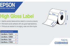 Epson C33S045543 High Gloss, per ColorWorks, 76x127mm, 250pz, bianco etichette autoadesive