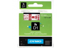 Dymo D1 45015, S0720550, 12mm x 7m testo rossa / sfondo bianco, nastro originale