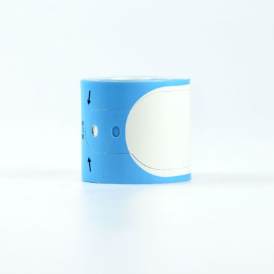 Rotoli di etichette compatibili per Brother PT-W260BU, 35mm x 260mm, 100pz testo nera / sfondo blu, braccialetto