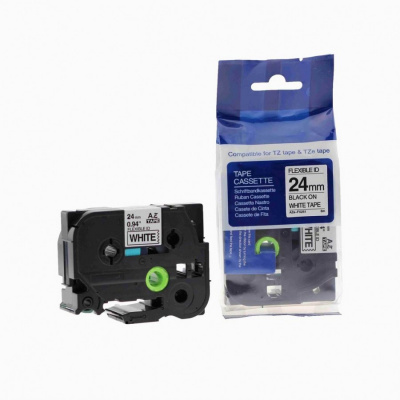Nastro compatibile con Brother TZ-FX251/TZe-FX251, 24mm x 8m, flexi, testo nera/sfondo bianco