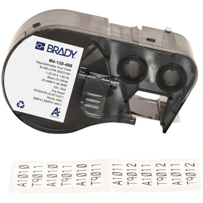 Brady M4-128-498 / 170792, 48.26 mm, Vinyl, testo nera / sfondo bianco