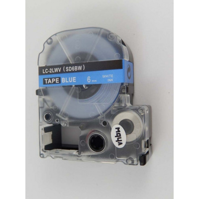 Epson LK-2LWV, SD6BW, 6mm x 9m, testo bianco / sfondo blu, nastro compatibile