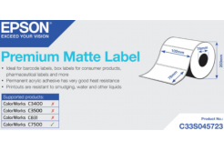 Epson C33S045723 Premium Matte, per ColorWorks, 102x76mm, 1570pz, bianco etichette autoadesive