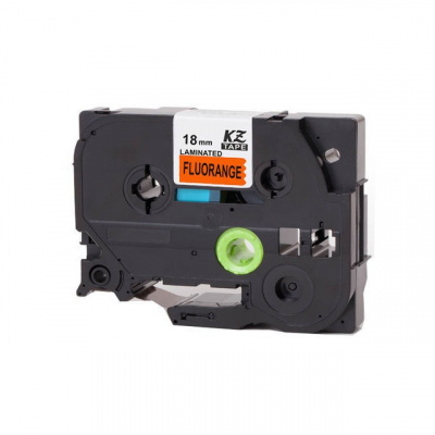 Nastro compatibile con Brother TZ-B41/TZe-B41, segnale 18mm x 8m, testo nera/sfondo arancione