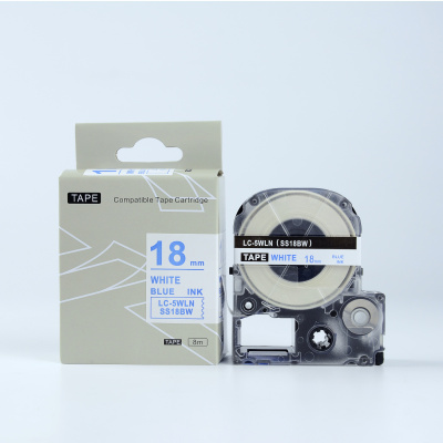Epson LK-5WLN, SS18BW, 18mm x 9m, testo blu / sfondo bianco, nastro compatibile