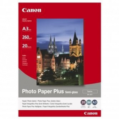Canon Photo Paper Plus Semi-Glossy 1686B026, 260 g/m2, A3, 20pz, semi-lucido, raso, bianco, carta fotografica