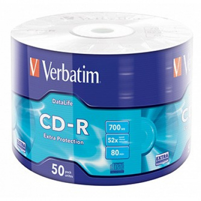 Verbatim 43787 CD-R Data Life Extra Protection, 50-confezione Wrap, 700MB, 52x, 80min., 12cm, senza opzione di stampa