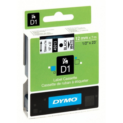 Dymo D1 45013, S0720530, 12mm x 7m testo nera / sfondo bianco, nastro originale