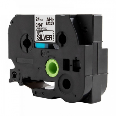 Brother HGe-M951, 24mm x 8m, testo nera / nastro argento, nastro originale