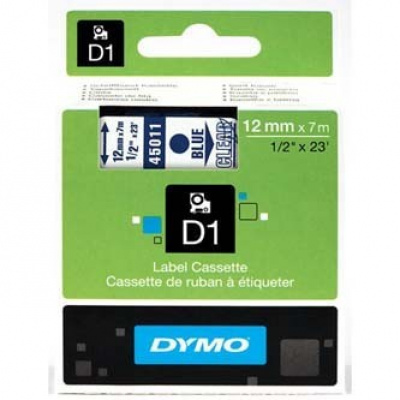 Dymo D1 45011, S0720510, 12mm x 7m testo blu / nastro trasparente, nastro originale