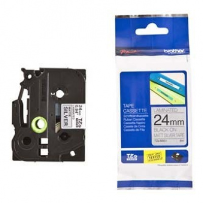 Brother TZ-M951/TZe-M951, 24mm x 8m, testo nera / nastro argento, nastro originale
