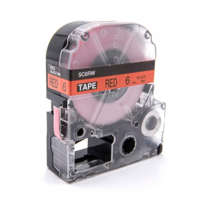 Epson LK-2RBP, SC6RW, C53S652001, 6mm x 9m, testo nera / sfondo rosso, nastro compatibile