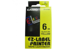 Casio XR-6YW1, 6mm x 8m, černý tisk/žlutý podklad, originální páska