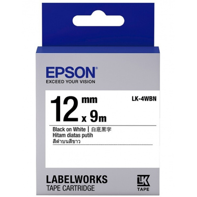 Epson LabelWorks LK-4WBN C53S654021 12mm x 9m, testo nera / nastro bianco, nastro originale