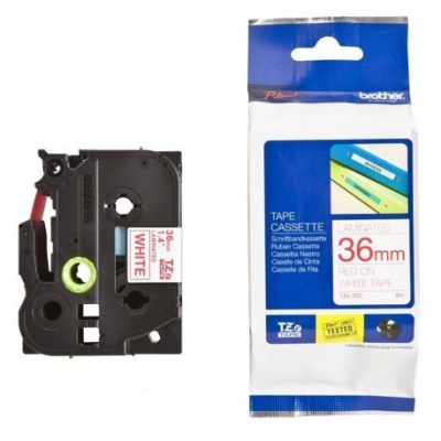 Brother TZ-262 / TZe-262, 36mm x 8m, testo rossa / sfondo bianco, nastro originale
