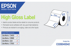 Epson C33S045542 High Gloss, per ColorWorks, 76x51mm, 610pz, bianco etichette autoadesive