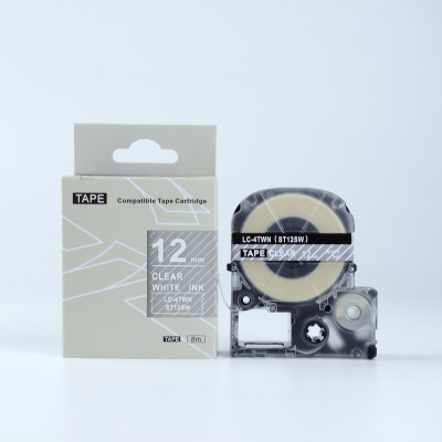 Epson LK-4TWN, ST12SW, C53S654013, 12mm x 9m, testo bianco / sfondo trasparente, nastro compatibile