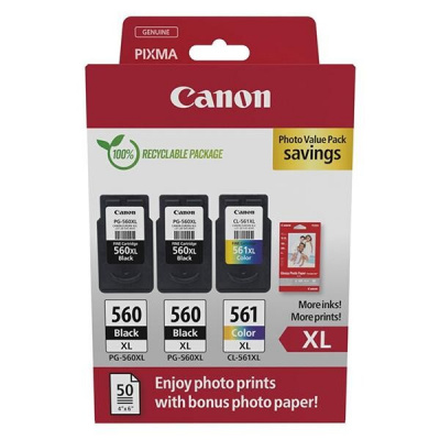 Canon PG-560 2x + CL-561 3712C012 colore (CMYK) multipack di cartucce originali