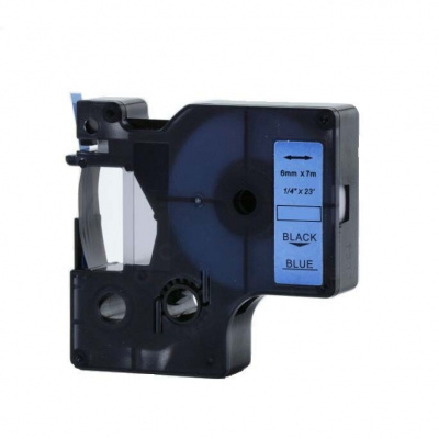 Nastro compatibile con Dymo 43616, 6mm x 7m, testo nera / sfondo blu