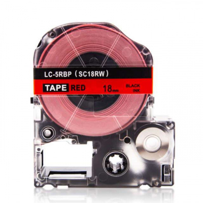 Epson LK-5RBP, SC18RW, C53S655002, 18mm x 9m, testo nera / sfondo rosso, nastro compatibile