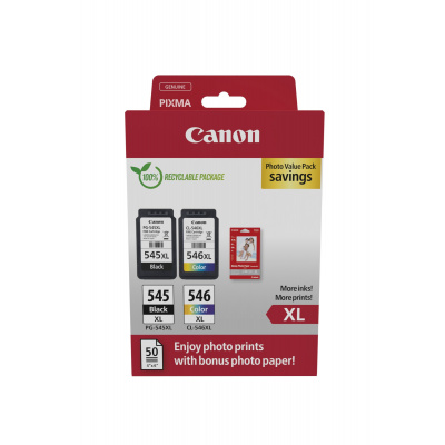 Canon PG-545XL/CL-546XL/GP-501 8286B011 colore (color) multipack di cartucce originali + carta fotografica 10x15