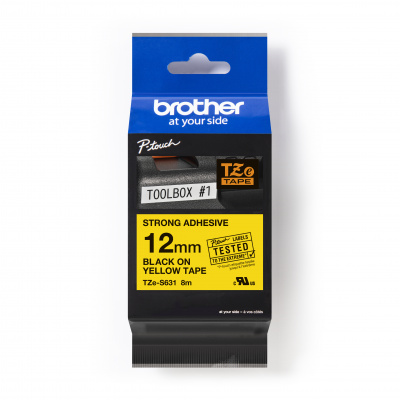 Brother TZ-S631 / TZe-S631 Pro Tape, 12mm x 8m, testo nera/nastro giallo, nastro originale