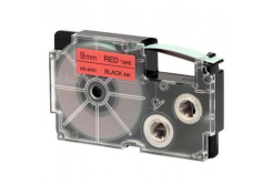 Casio XR-9RD1, 9mm x 8m, černý tisk/červený podklad, originální páska