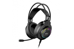 Genius GX GAMING HS-GX580U, cuffie con microfono, controllo del volume, nere, cuffie da gaming, driver da 50 mm, tipo USB