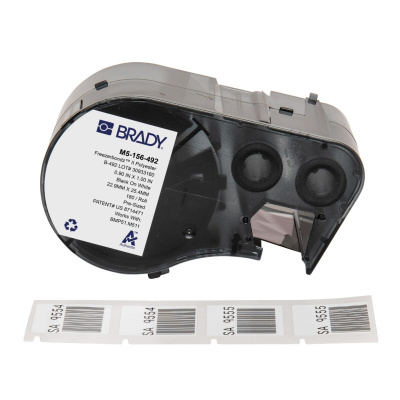 Brady M5-156-492 / 170892, 22.86 mm, Polyester, testo nera / sfondo bianco