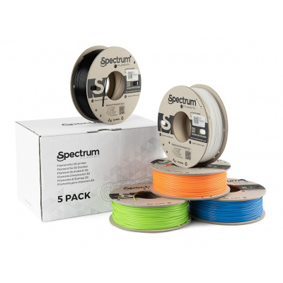 Spectrum 80747 3D filamento, Premium PLA, 1,75mm, 5x250g, bianco, nero, Arancione, Blu, Verde (Mix Polar white, Deep black, Lion orange, Pacific Blue, Lime green)