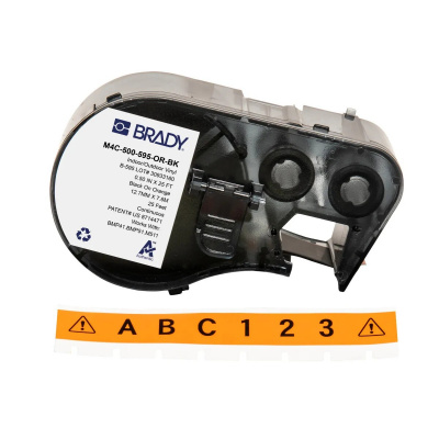 Brady M4C-500-595-OR-BK / 170816, 12.70 mm x 7.62 m, Vinile, testo nero / sfondo arancione