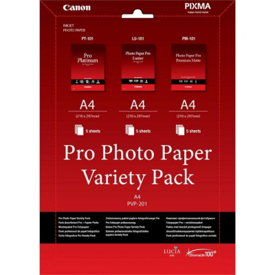 Canon Photo Paper Pro Variety Pack PVP-201 6211B021, A4, 15pz, bianco, carta fotografica