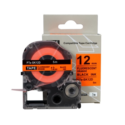 Epson SK12D, 12mm x 5m, testo nera / fluorescente nastro arancione, nastro compatibile
