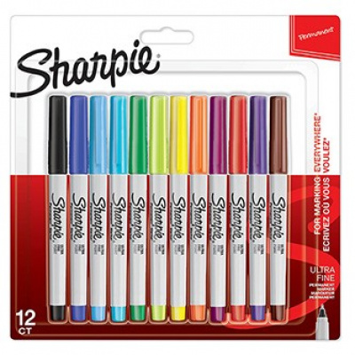 Sharpie 2065408, marcatore Ultra Fine, mix di colori, 12pz, 0.5mm, permanente