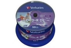 VERBATIM DVD+R (confezione da 50) Double Layer / Spindle / 8X / 8,5 GB / Stampabile / Senza ID