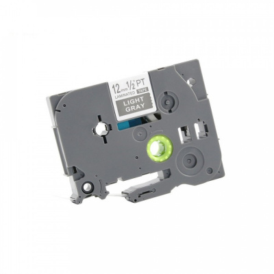 Nastro compatibile con Brother TZ-MQL35/TZe-MQL35, 12mm x 5m, testo bianco / chiaro sfondo grigio