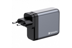 Verbatim GaN 32203, caricatore di rete da viaggio, USB 3.0, USB C, grigio, 140 W, forche intercambiabili C,G,A