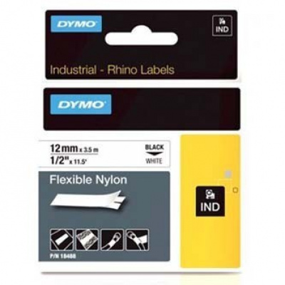 Dymo Rhino 18488, S0718100, 12mm x 3,5m testo nera / sfondo bianco, nastro originale