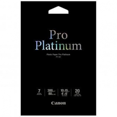 Canon 2768B013 Photo Paper Pro Platinum, carta fotografica, lucido, bianco, 10x15cm, 4x6", 300 g/m2, 20 pz